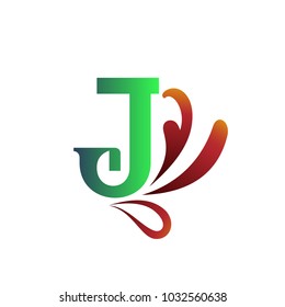 J letter logo with splash and drops. Creative vector design template elements for your application or corporate identity