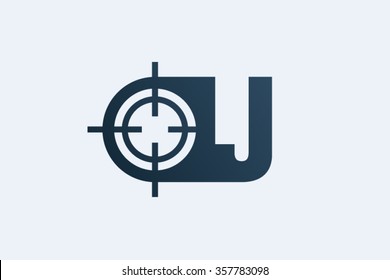 J letter logo, target cross logo design.