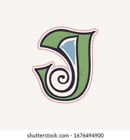 J letter logo in true celtic knot-spiral style. Perfect typeface for for history identity, medieval print, tribal posters, etc.
