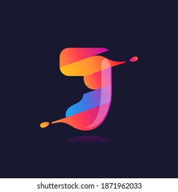 J letter logo with vibrant wave gradient shift. Vector font perfect to use in any disco labels, dj cards, nightlife posters, expressive identity, etc.