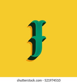 J letter logo in vintage money style with shadow. Retro decorative font for western, sport or historical labels, posters etc.
