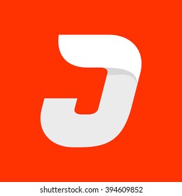 J letter logo with a wing on red. Font style, vector design template elements for your application or corporate identity.