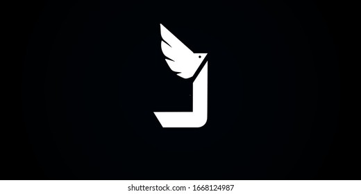Logotipo de letra J con diseño de alas vectorial para su empresa o marca