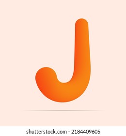 J letter made of shinny orange color design. Vector isolated font for bright logo, poster, headline, etc.