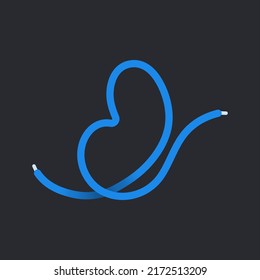 J letter made shoelace. Vector isolated font for app logo, sport design, creative template and more