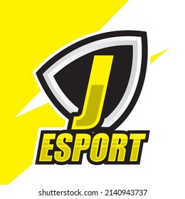 J letter mark Esport logo team, modern simple e sports template font, gaming font logo illustration