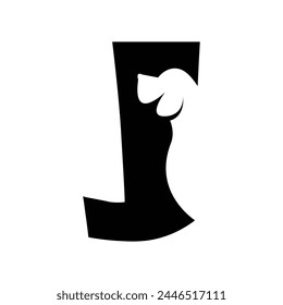 J letter with a negative space dog logo