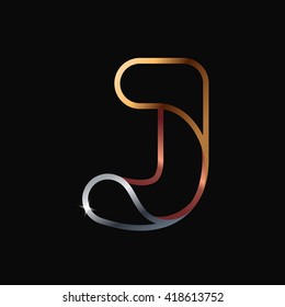 J letter one line golden logo. Font style, vector design template elements for your application or corporate identity.