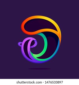 J letter one line rainbow colors logo. Font style, vector design template elements for your application or corporate identity.
