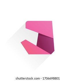 J letter paper folding origami style logo design. Vector icon perfect for kids labels, modern posters, cute identity, etc.