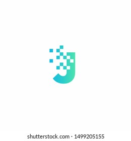 J Letter pixel logo design modern template