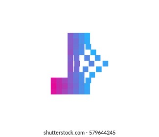 J Letter Pixel Logo Design Element