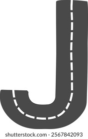 J Letter Road Alphabet Kids Vector Illustration