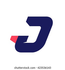 J letter run logo design template. Vector sport style typeface for sportswear, sports club, app icon, corporate identity, labels or posters.