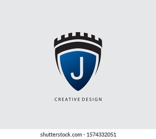 J Letter Shield Logo Icon Design.