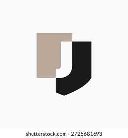 j carta proteção escudo segurança logotipo ícone do vetor ilustração