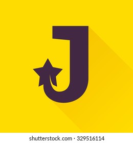 J letter with star. Vector design template elements for your application or corporate identity.