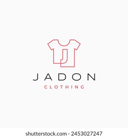 j letter tee tshirt apparel clothing monogram logo vector icon illustration