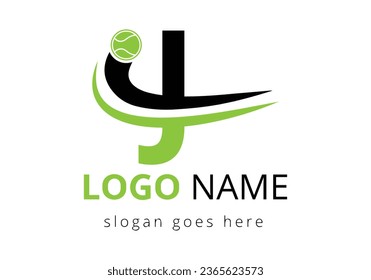 J Letter with Tennis Sports Logo Template Design. Tennis Sport Academy Sign, Club Symbol. business, and company identity