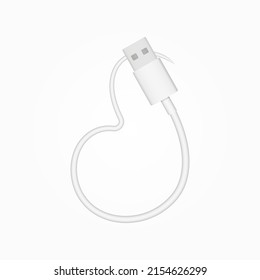 J letter usb cable realistic vector style. İsolated font for logo, application, creative technology design and more