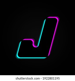 J letter, vector bright neon font. For dark night theme, vibrant identity, techno design, app logo and more