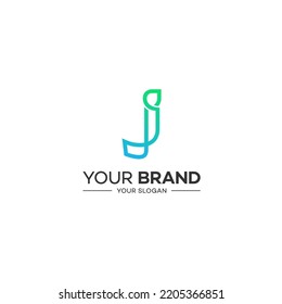 J Diseño del logotipo de la línea vectorial de la letra. Símbolo de icono de logotipo creativo.