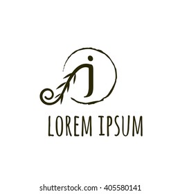 J letter vector logo. Organic logo sign, corporate identity, branding. Monogram design. Vector floral outline frame or border