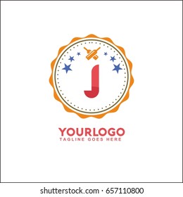 J letter vector vintage label. Template for banner, café,restaurant,  insignia, business brand design.