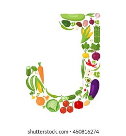 J letter from vegetables.