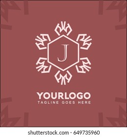 J letter vintage monogram set logo. Vector emblem for calligraphic luxury design and retro ornamental illustration.