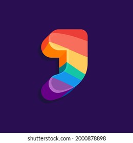 J letter volume logo with Pride LGBTQ flag pattern. Vector Illustration perfect for your rainbow identity, transgender banner, gays and lesbians posters, bisexual design, etc.
