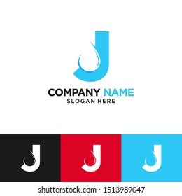 J Letter Water Drop Logo Design Template Inspiration, Vector Illustration.