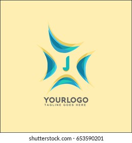 J letter water wave Logo Template. Sea wind vector illustration.
