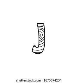 J Letter Wood Texture  logo vintage vector design