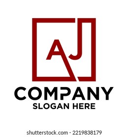 A J lettering with square design vector template