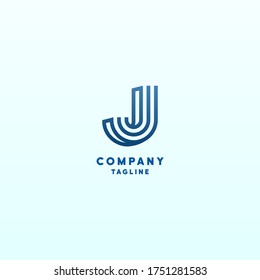 j lettermark monoline monogram logo design typography