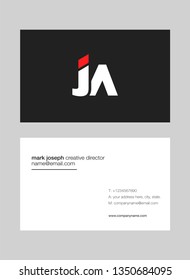 J & A letters Joint logo icon with business card vector template.
