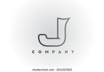 Icono del logotipo de la letra del alfabeto de gradiente blanco gris de línea J con fondo blanco. Diseño creativo para empresas y plantillas
