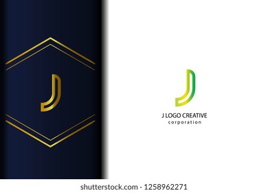 j line lowercase green yellow gold design of alphabet letter with gradient color suitable as a logo for a company or business slogan - Vector