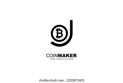 J logo BITCOIN for identity. CRYPTO CURRENCY template vector illustration for your brand.