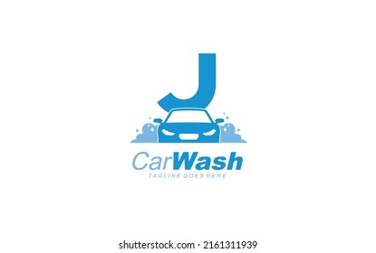 J logo carwash for construction company. car template vector illustration for your brand.