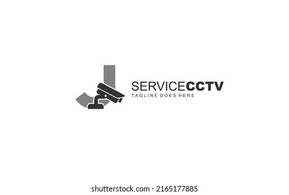 Logo de J cctv para identidad. ilustración vectorial de plantilla de seguridad para su marca.