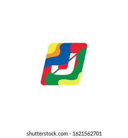 J logo with colorful geometric shape