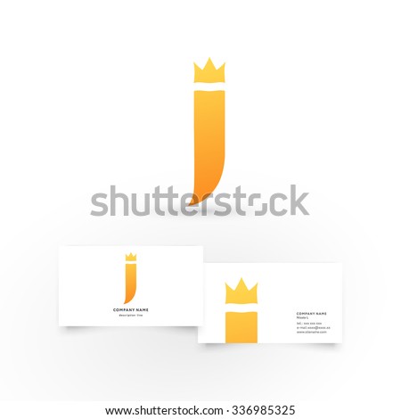 J logo with crown element. Modern icon design logo element with business card template. Best for identity and logotypes
