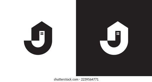 J logo design is intended for construction, building, real estate, home, and property. An awesome trendy and minimal J home logo design template with White and Black colors.