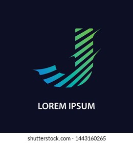 J Logo Design With Multiple Lines. Artistic Elegant Black and White Lines Icon Vector Illustration.