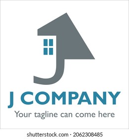 Diseño del logotipo J sobre el tema de la construcción