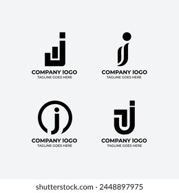 j conjunto de diseño de logotipo plano 