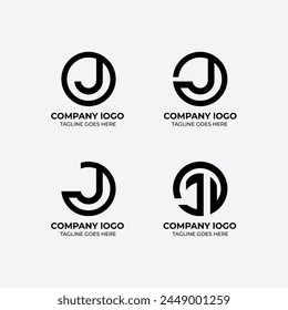 J logo design set flat