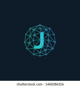 J Logo Design Template. technology logo. digital logo - Vector - Vector